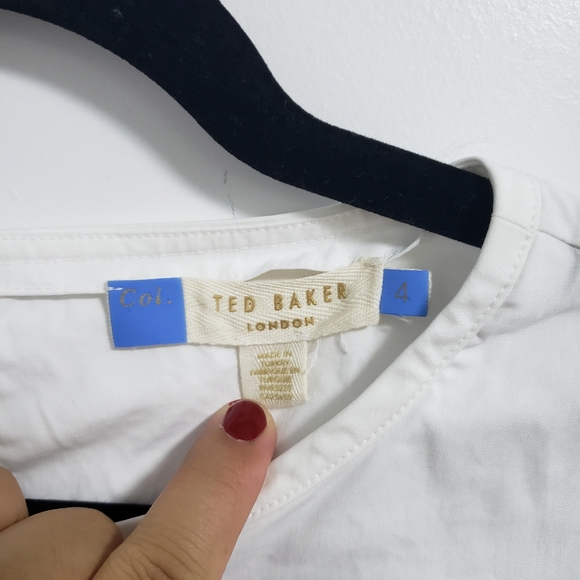 TED BAKER Open Sleeves Striped Ties White Blouse Top - Picture 6 of 11